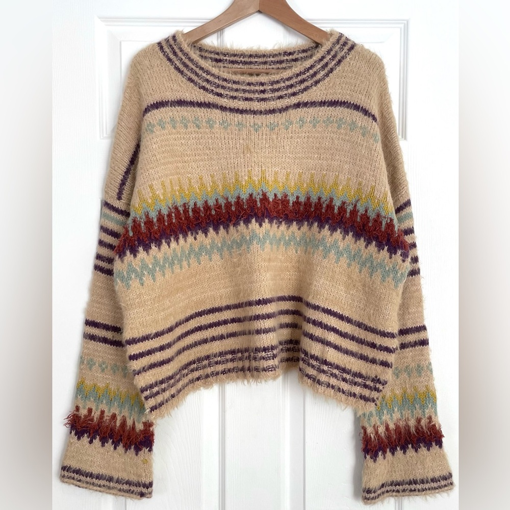 NWOT Free People Festive Fair Isle Sweater Size L